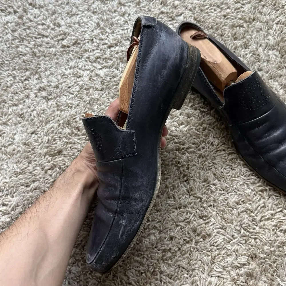 Vintage Gucci GG Monogram Punched Leather Loafers Slip On Black Men’s Size 9 D